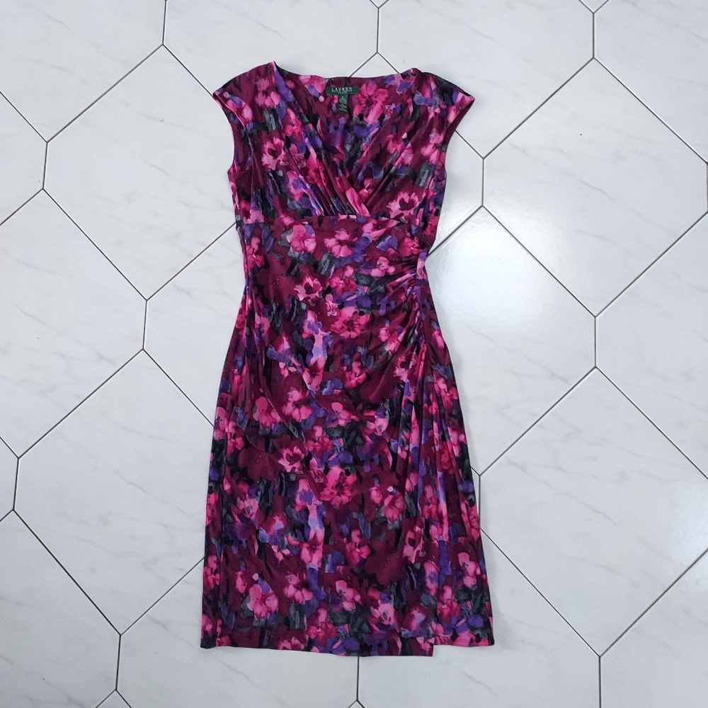 Lauren Ralph Lauren Pink Floral Dress Size 2